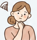 テーブル選びに悩んでいる主婦のイラスト