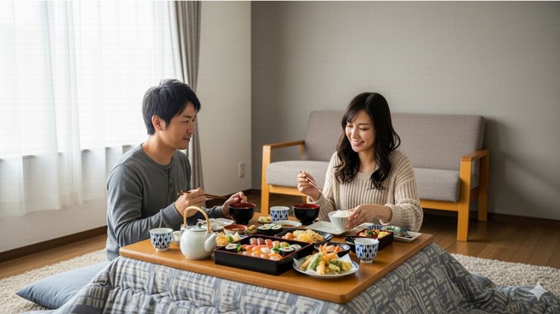 こたつで食事する快適スタイル