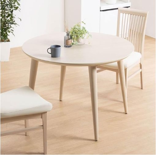 tac INTERIOR 丸テーブル 白 幅100cm 木製 オーク突板 白木目 4人掛け ダイニングテーブル カフェ 北欧 ホワイト