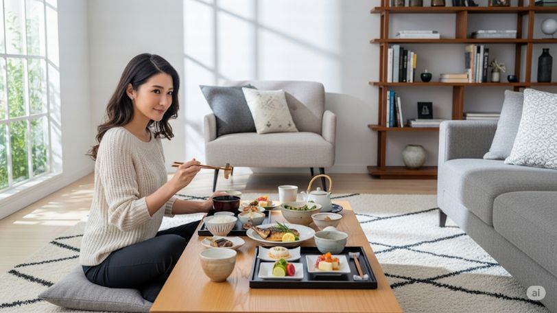食事はテーブルに置かないで快適に