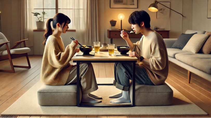 低いテーブルの食べ方のコツ