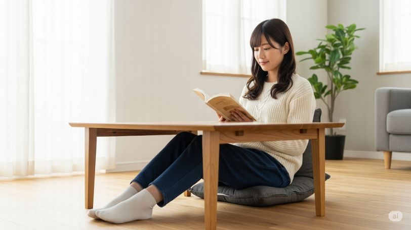 理想のローテーブルに足が入る高さの目安