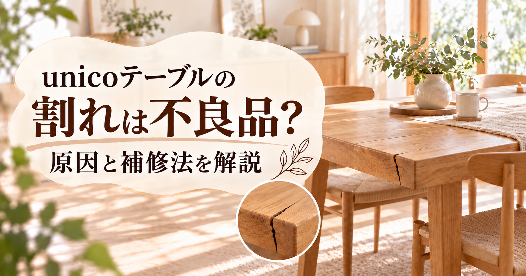 unicoテーブルの割れは不良品？原因と補修法を解説