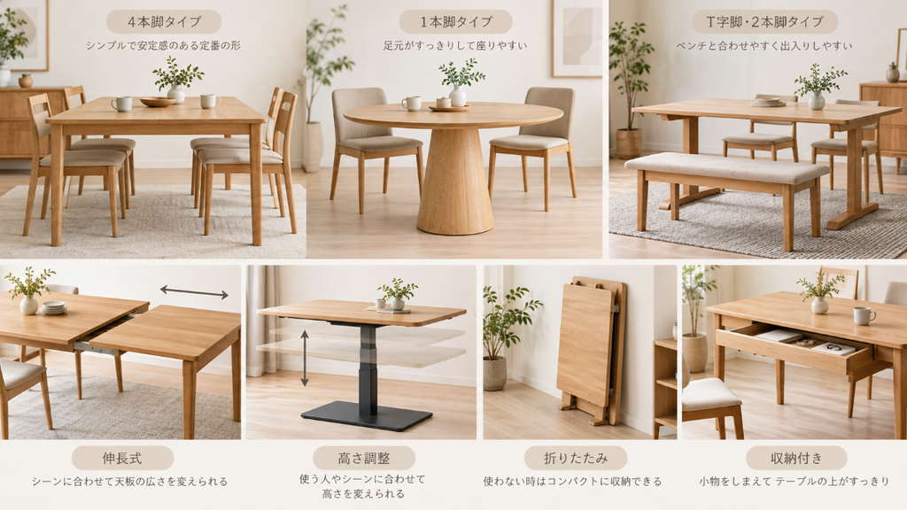 脚の形と便利な機能を確認する